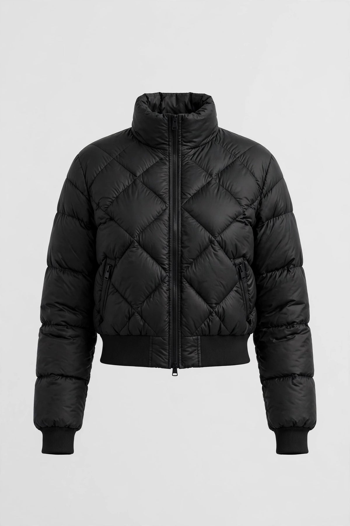 Womens cropped black puffer jacket