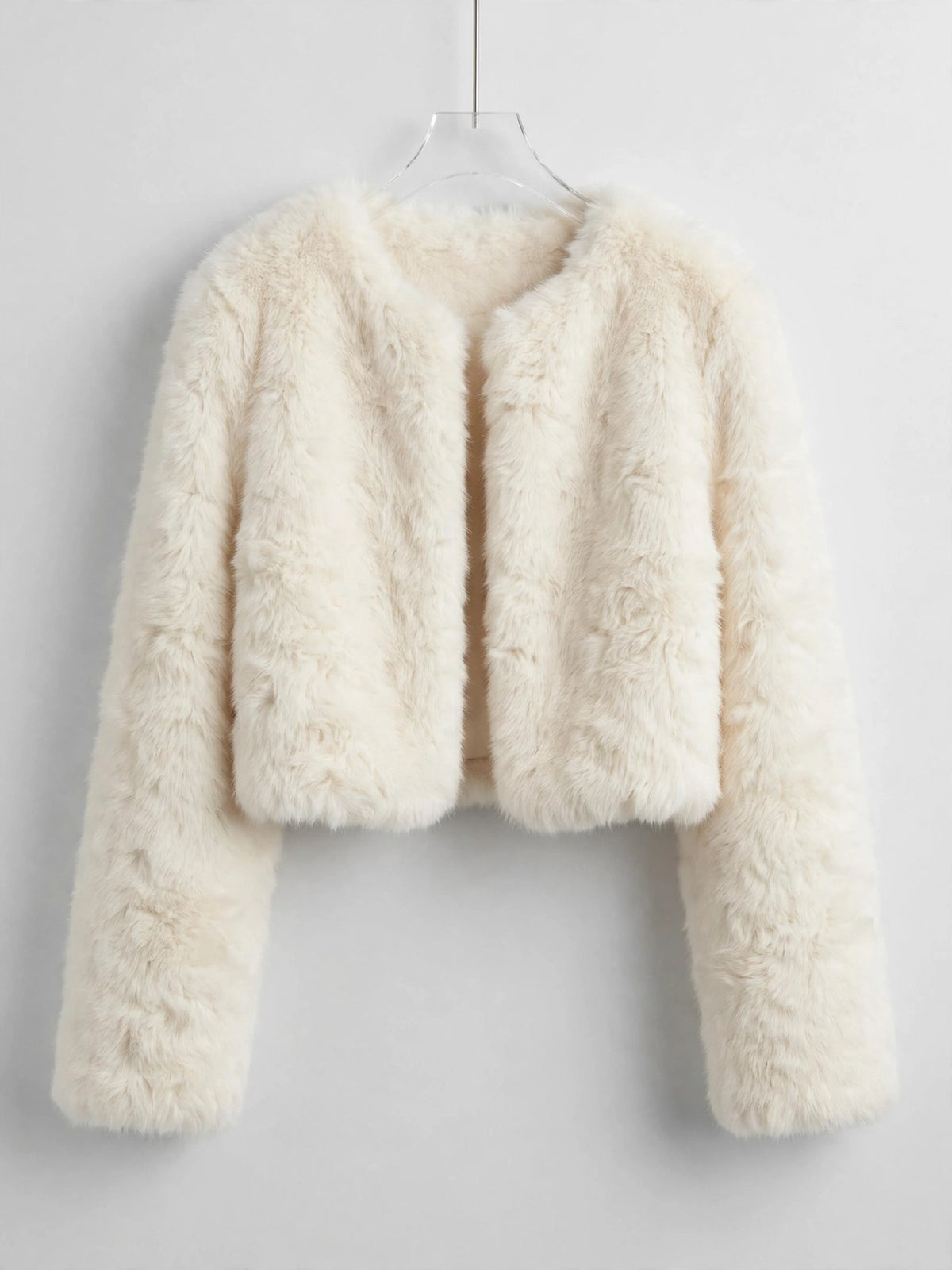 Women's ivory faux fur bolero shrug