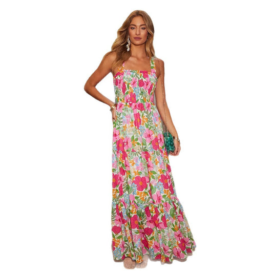 women's printed sleeveless maxi dress