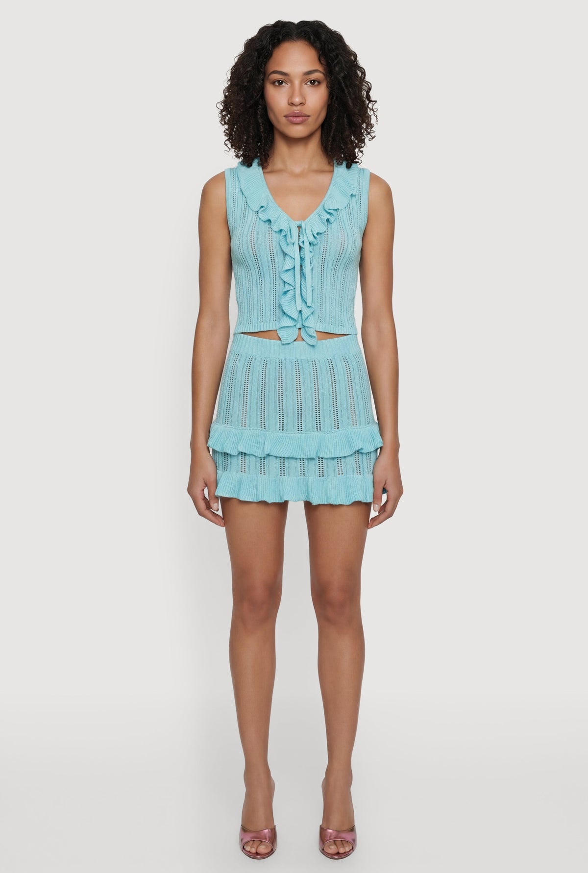 Women's Ruffle-Trim Crochet Vest