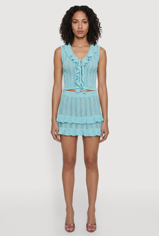 Women's Ruffle-Trim Crochet Vest