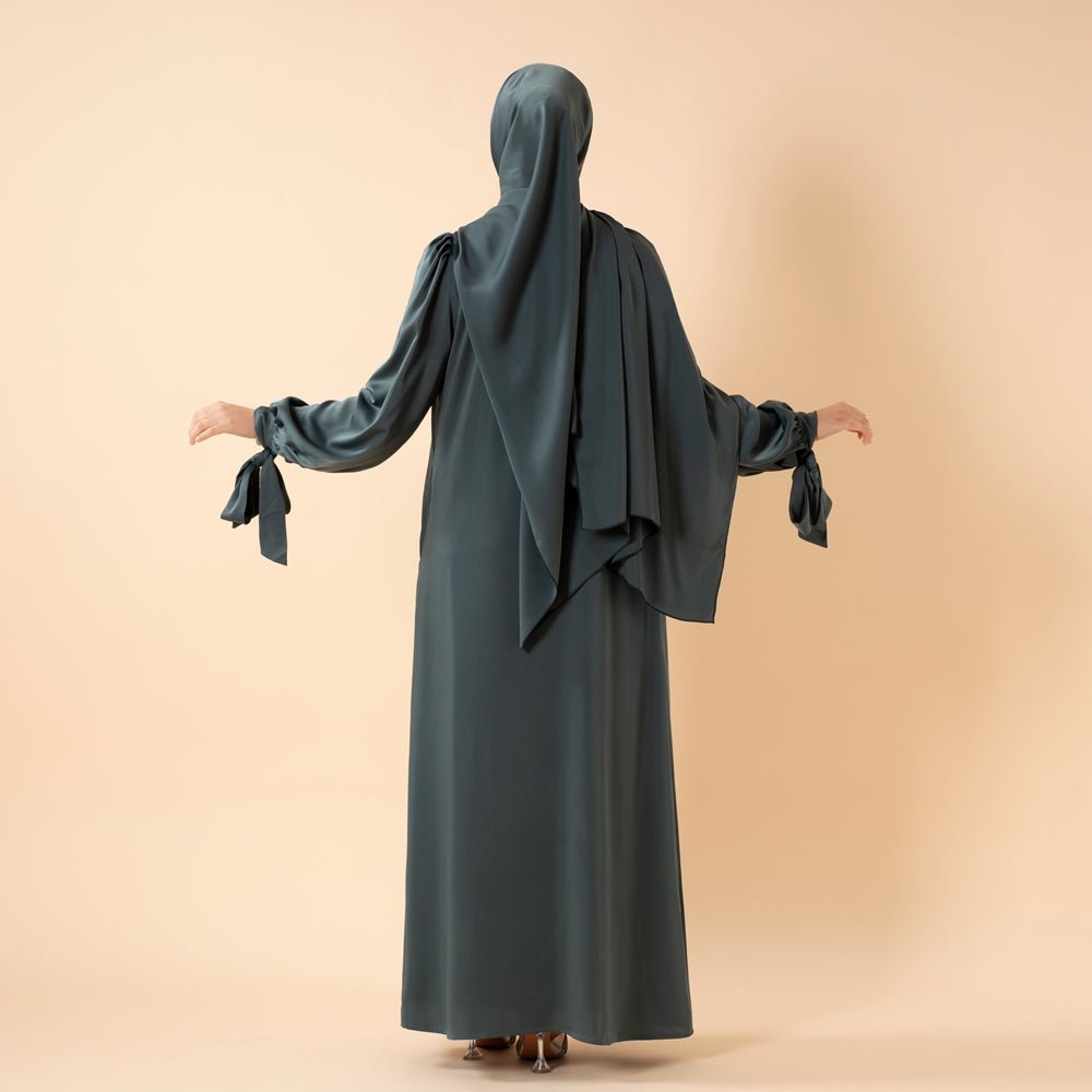 Elegant Bow Sleeve Abaya & Inner Dress Set