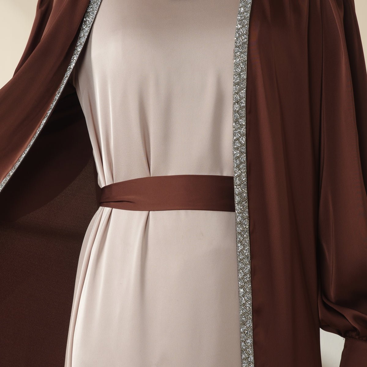 Elegant Bow Sleeve Abaya & Inner Dress Set