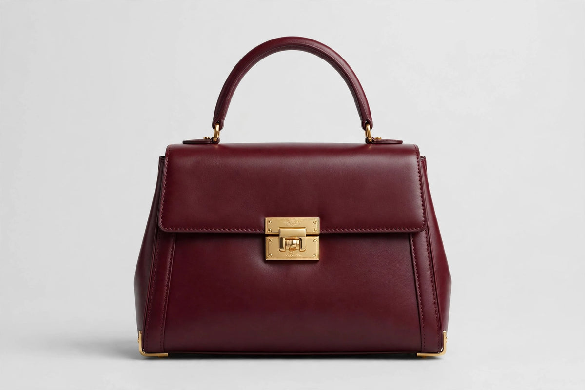Womens Burgundy Structured Handbag