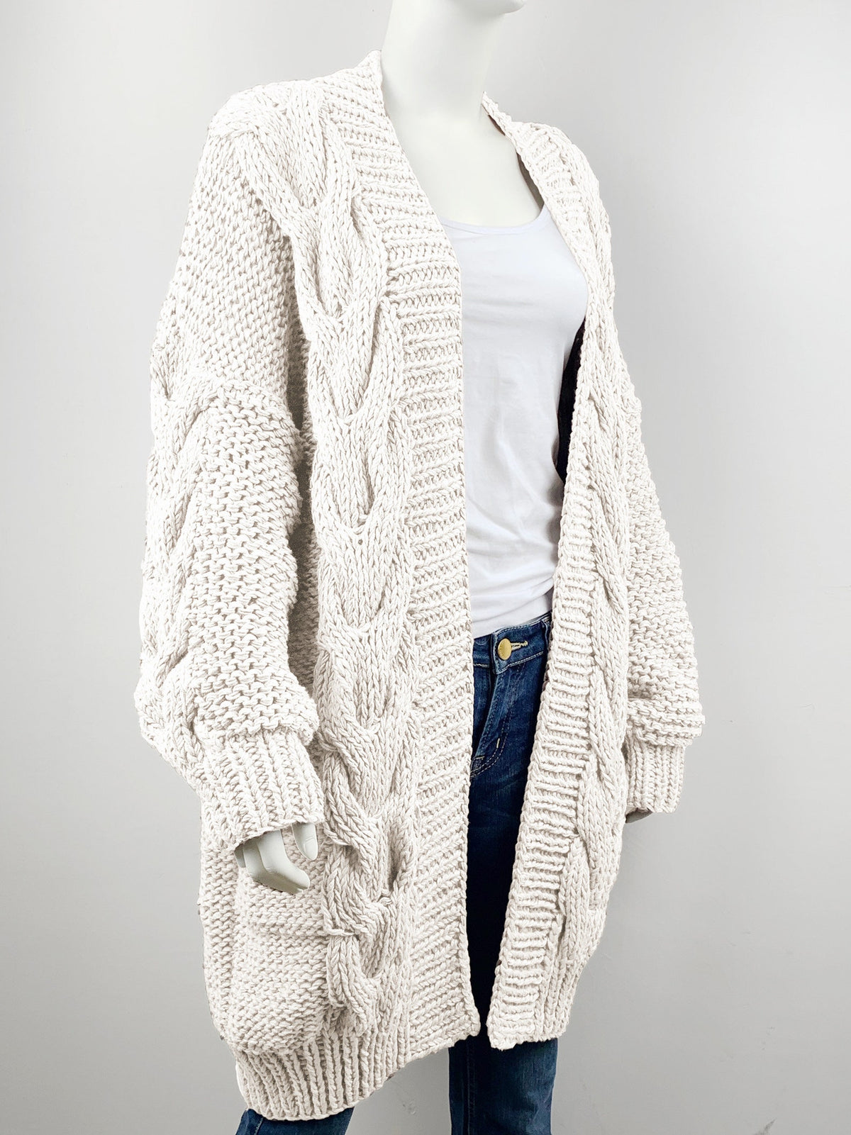 Cable knit oversized cardigan