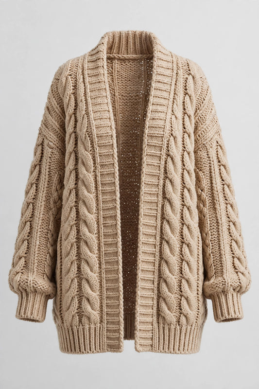 Womens Oversized Chunky Knit Cardigan - Cozy Open Front Sweater