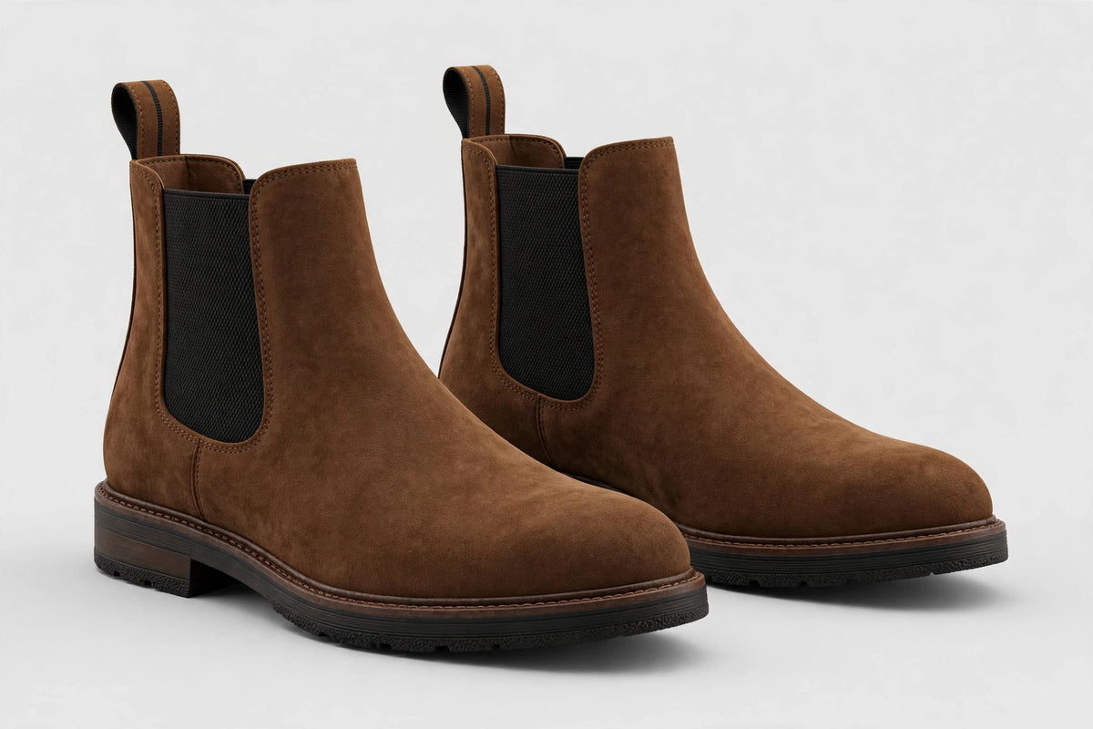 Mens Brown Suede Chelsea Boots - Elegant Fall Boots