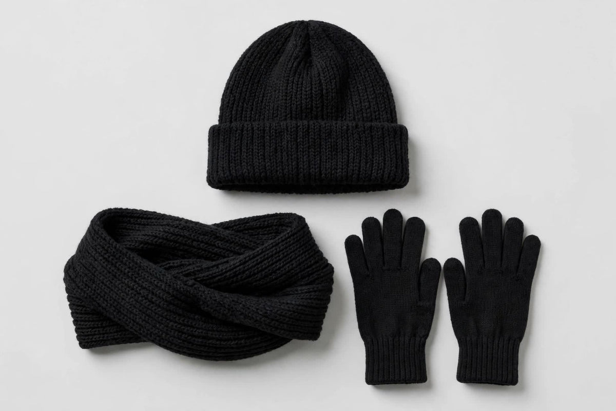 Men's Winter 3-Piece Knit Set - Beanie Hat Scarf Gloves
