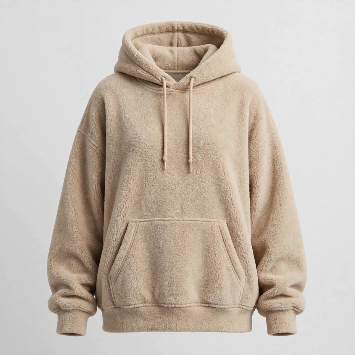 Womens oversized beige fleece hoodie