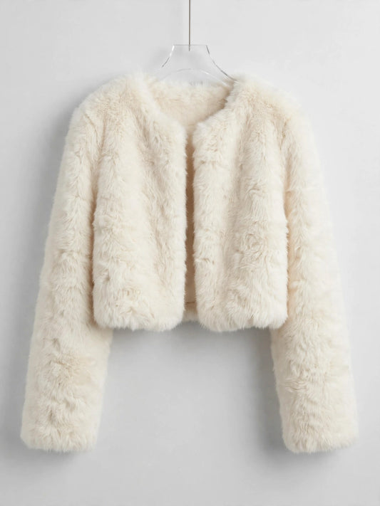 Women's ivory faux fur bolero shrug
