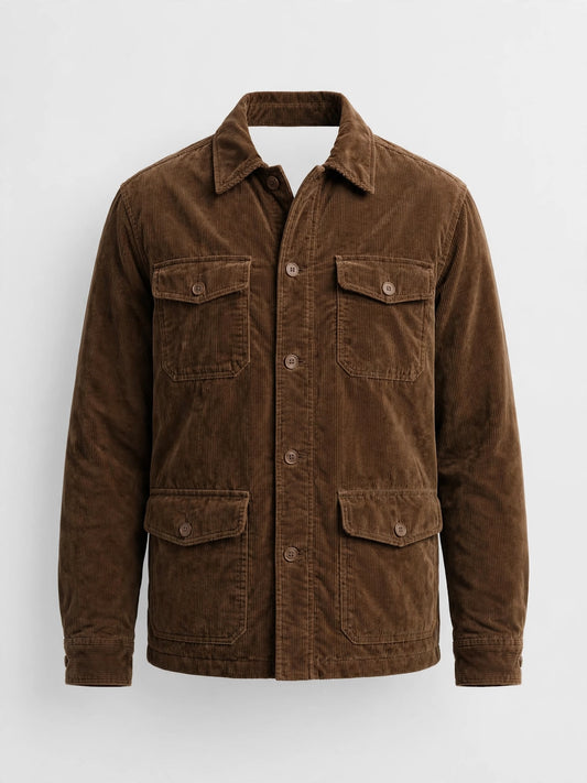 Men's brown corduroy shirt jacket