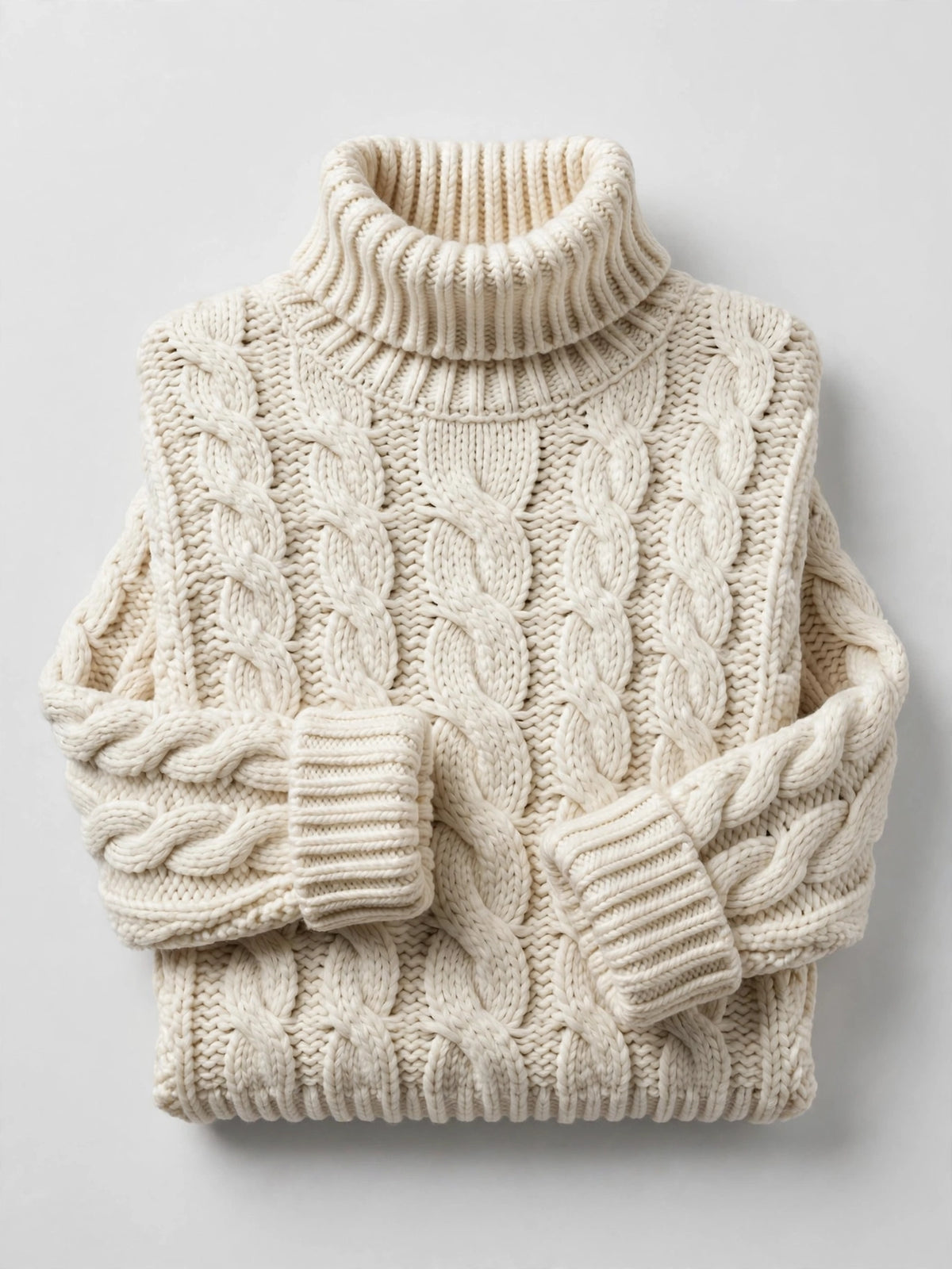 Womens Cable Knit Turtleneck Sweater