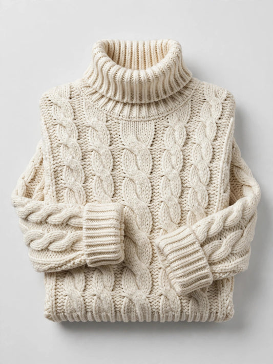 Womens Cable Knit Turtleneck Sweater