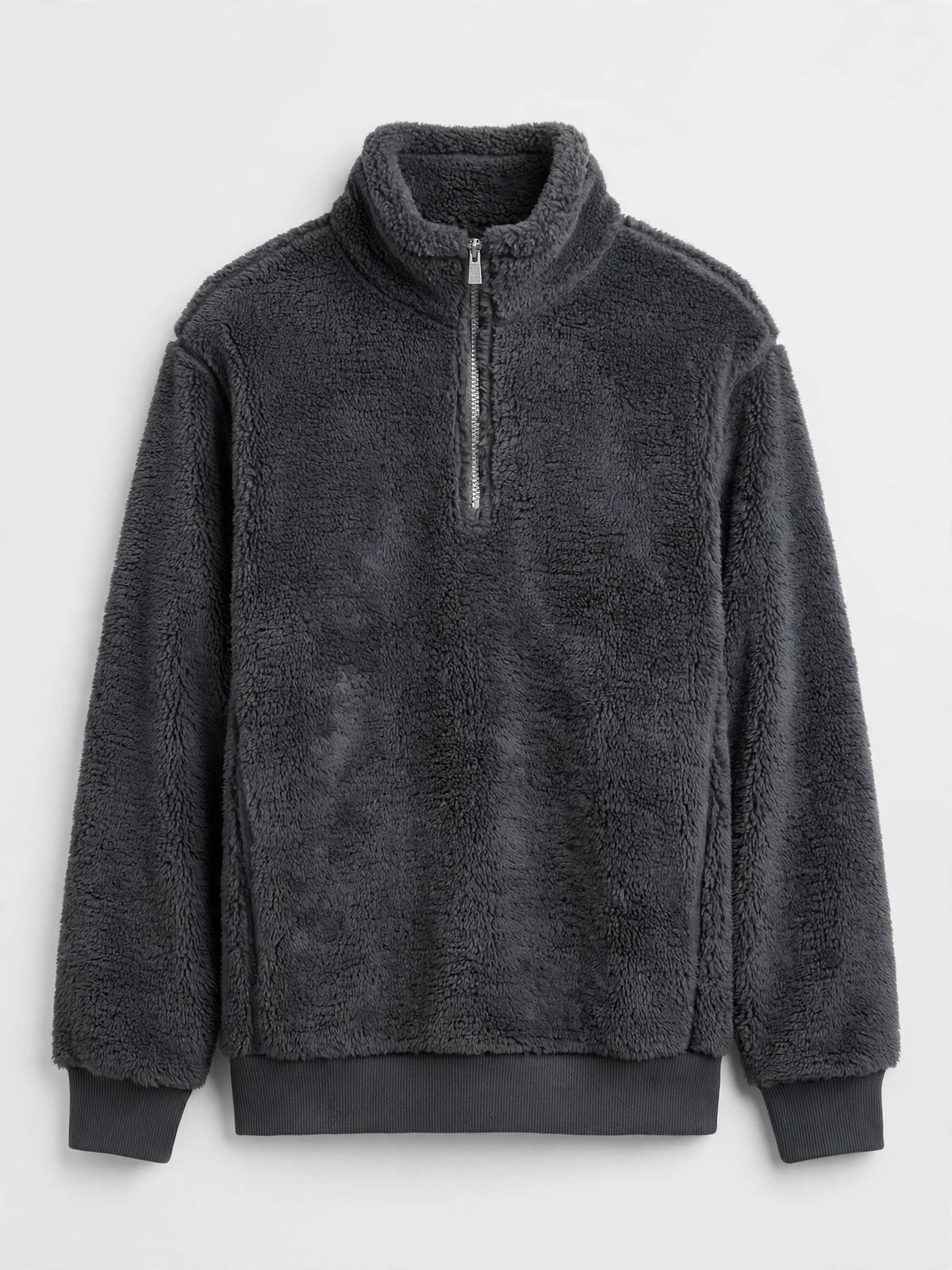Mens Sherpa Quarter-Zip Pullover - Fuzzy Fleece Sweatshirt