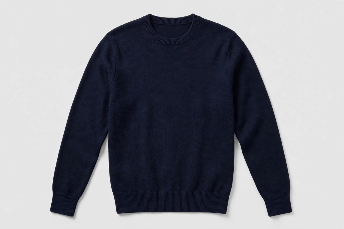 Mens Classic Wool-Blend Crewneck Sweater - Warm Winter Knit