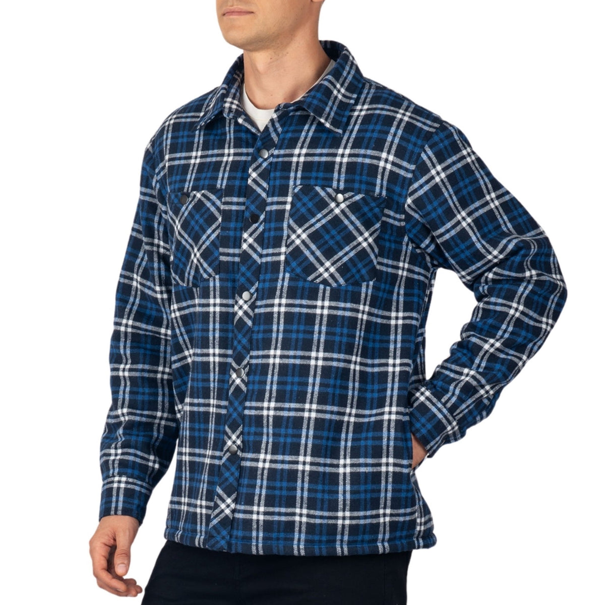 Men's Fleece-Lined Flannel Shirt Jacket - Warm Winter Shacket - photo 2